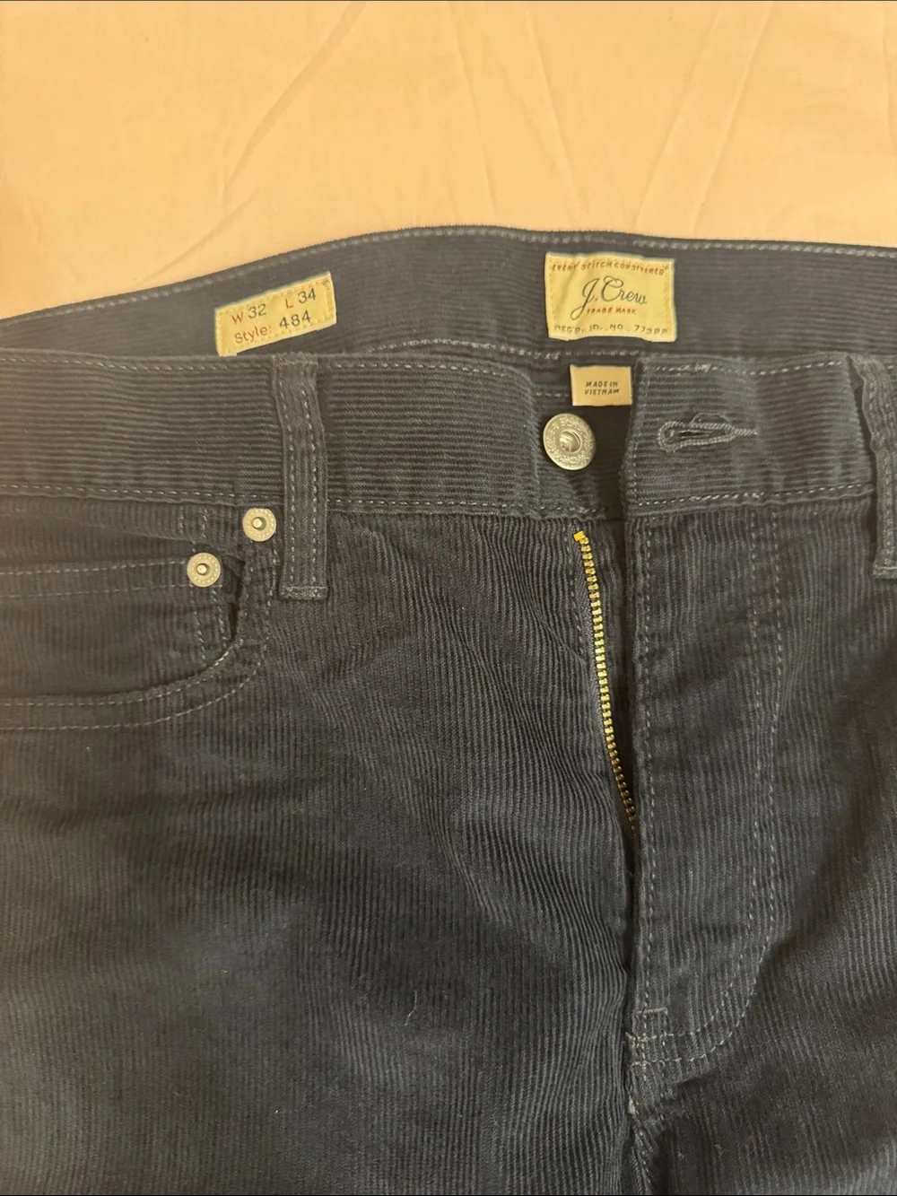 J Crew Men Navy Blue Corduroy Jeans